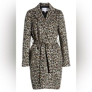 Cupcakes and Cashmere Leopard Print Belted Coat - Size XS